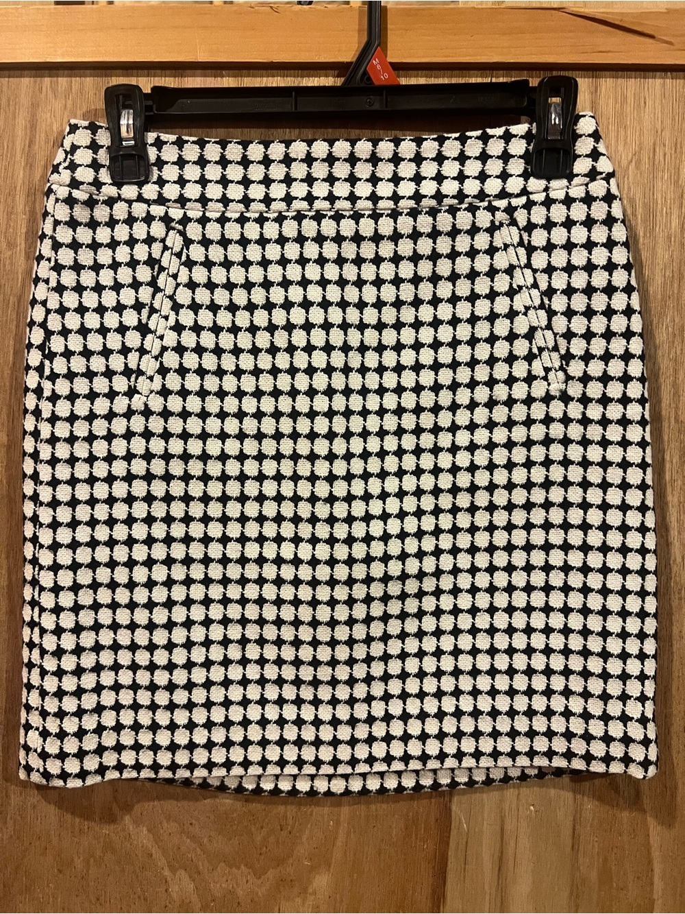 LOFT Black and White Textured Dot Mini Skirt